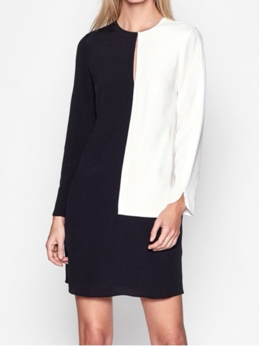 Equipment Tatienne Color Block Shift Dress Long Sleeve Black XS
